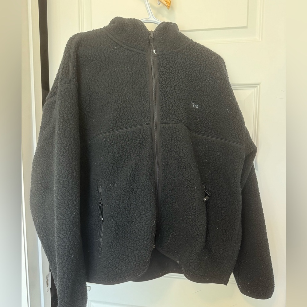 TNA Black Full-Zip Sherpa Fleece Hoodie